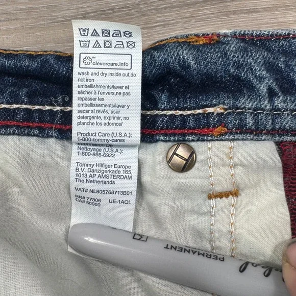 Tommy Hilfiger Mens Blue Distressed Relaxed Fit Straight Leg Jeans  32x30 Y2K - Picture 15 of 16